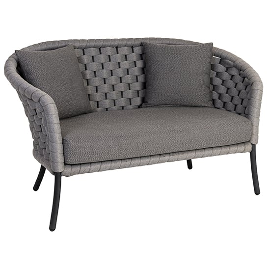 Read more about Crod outdoor curved 2 seater sofa with cushion in light grey