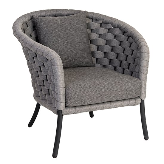Read more about Crod outdoor curved lounge chair with cushion in light grey