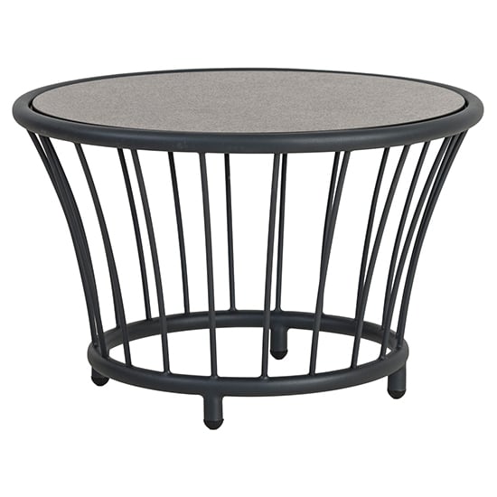 Product photograph of Crod Outdoor Pebble Wooden Top Side Table With Grey Metal Frame from Furniture in Fashion