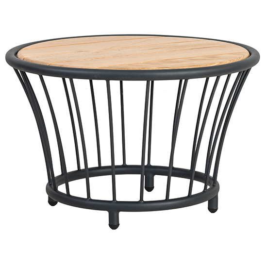 Photo of Crod outdoor roble wooden top side table with grey metal frame