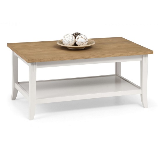 Photo of Dagan coffee table in ivory laquered with oak top