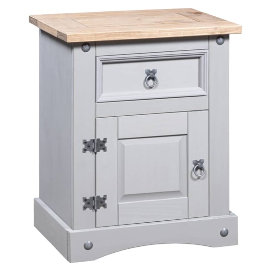Product photograph of Croydon Wooden Bedside Cabinet With In Grey And Brown from Furniture in Fashion