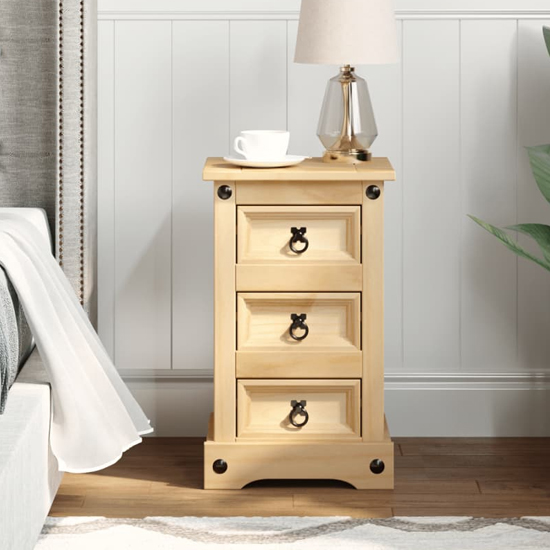 Product photograph of Croydon Wooden Bedside Cabinet Small With 3 Drawers In Brown from Furniture in Fashion