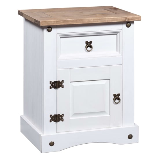 Product photograph of Croydon Wooden Bedside Cabinet With In White And Brown from Furniture in Fashion