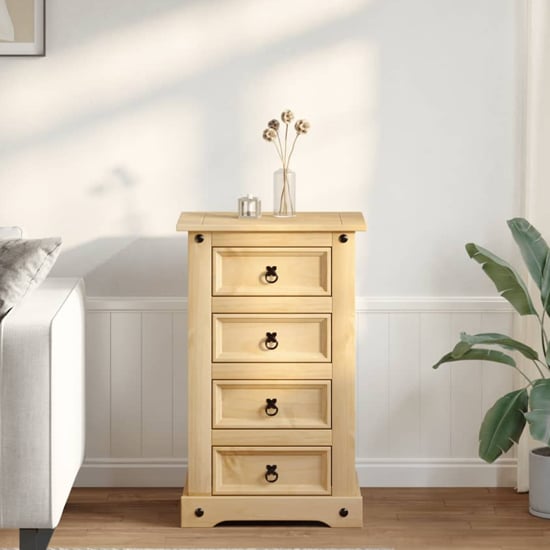Product photograph of Croydon Wooden Bedside Cabinet Wide With 4 Drawers In Brown from Furniture in Fashion