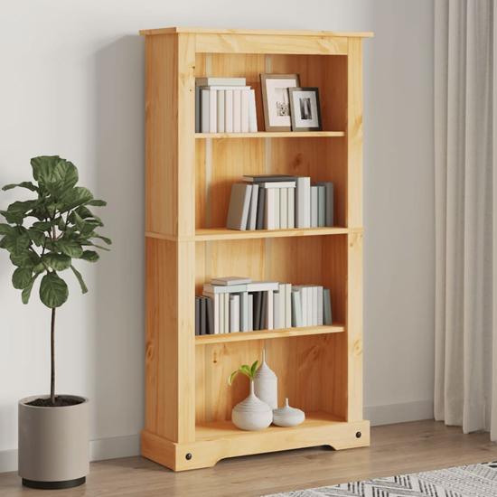 Product photograph of Croydon Wooden Bookcase With 4 Shelves In Brown from Furniture in Fashion