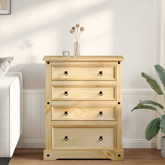 Product photograph of Croydon Wooden Chest Of 4 Drawers Large In Brown from Furniture in Fashion