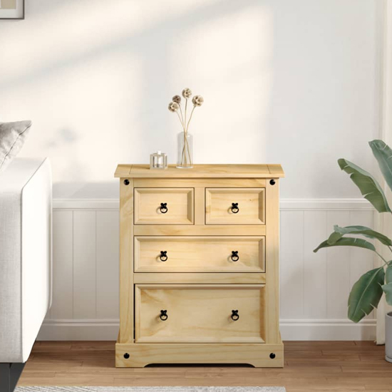 Product photograph of Croydon Wooden Chest Of 4 Drawers Small In Brown from Furniture in Fashion