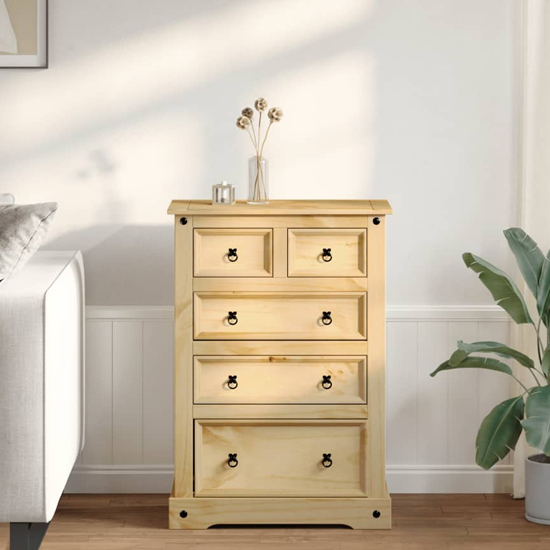 Product photograph of Croydon Wooden Chest Of 5 Drawers Medium In Brown from Furniture in Fashion