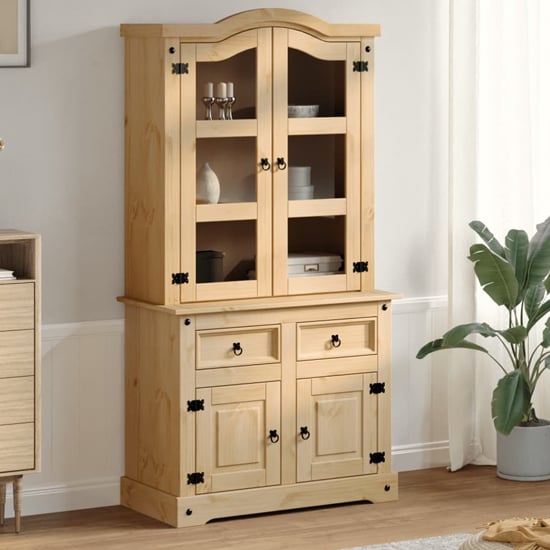 Product photograph of Croydon Wooden Display Cabinet With 4 Doors 2 Drawers In Brown from Furniture in Fashion