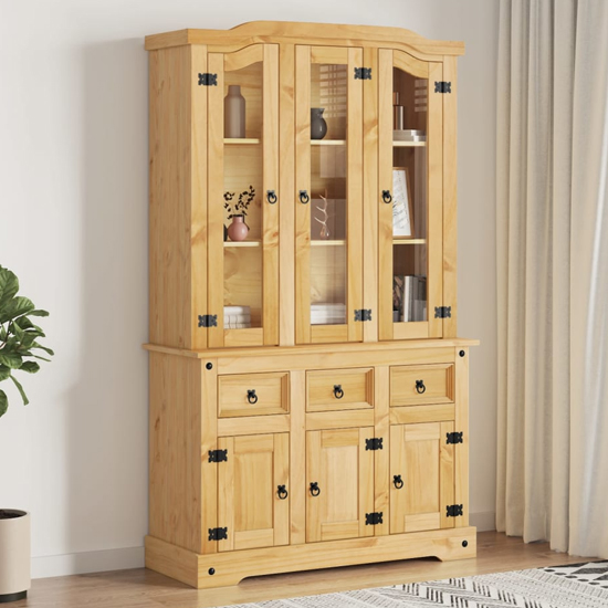 Product photograph of Croydon Wooden Display Cabinet With 6 Doors In Brown from Furniture in Fashion