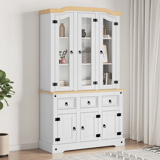 Product photograph of Croydon Wooden Display Cabinet With 6 Doors In White And Brown from Furniture in Fashion