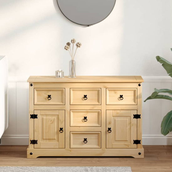 Product photograph of Croydon Wooden Sideboard With 2 Doors 5 Drawers In Brown from Furniture in Fashion