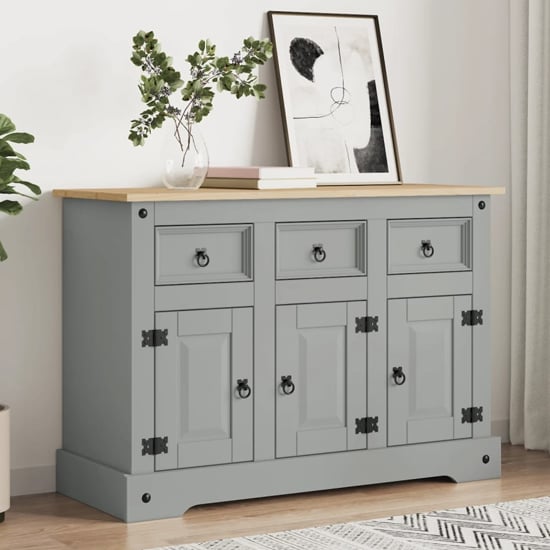 croydon wooden sideboard with 3 doors 3 drawers in grey brown