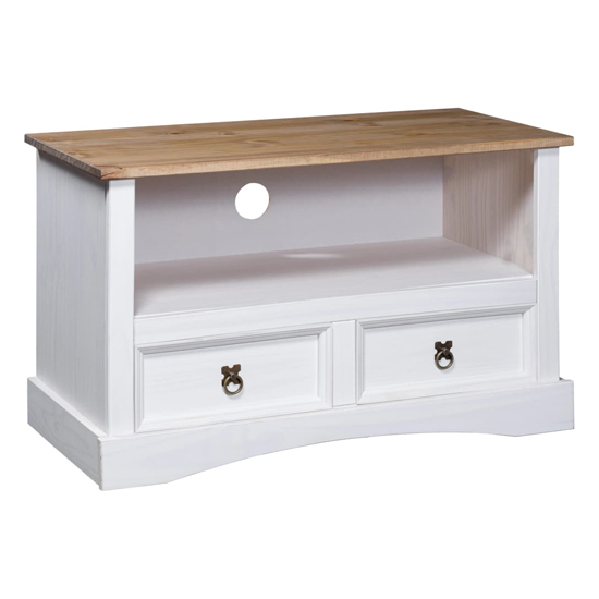 Product photograph of Croydon Wooden Tv Stand With 2 Drawers In White And Brown from Furniture in Fashion