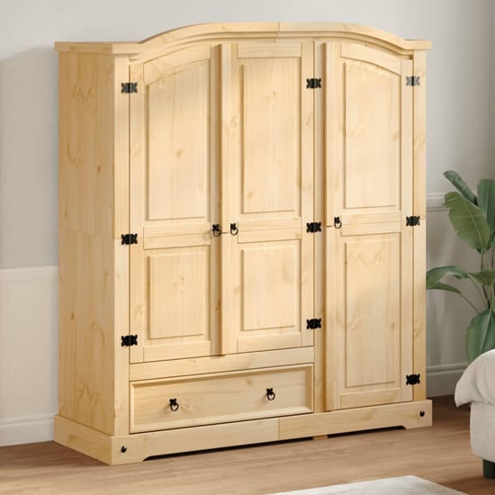 croydon wooden wardrobe with 3 doors 1 drawer in brown