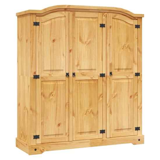 Product photograph of Croydon Wooden Wardrobe With 3 Doors In Brown from Furniture in Fashion