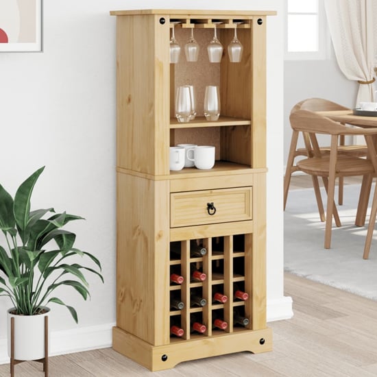 Product photograph of Croydon Wooden Wine Cabinet With 1 Drawer In Brown from Furniture in Fashion