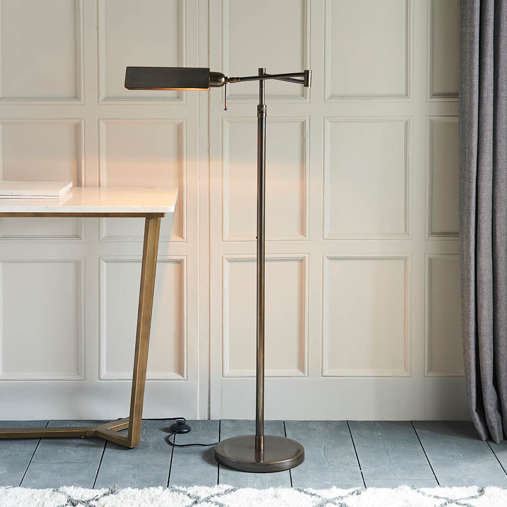 Product photograph of Cullman Metal Floor Lamp In Antique Brass from Furniture in Fashion