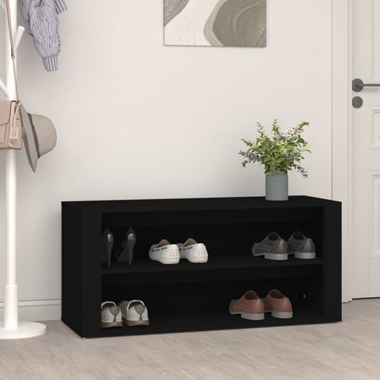 Read more about Culver wide wooden shoe storage rack in black