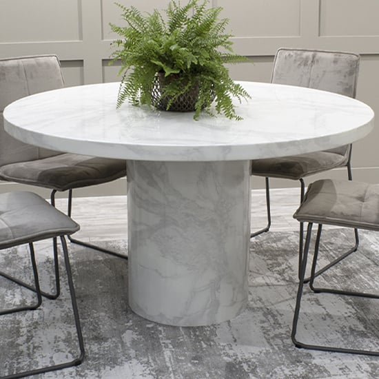 Photo of Cupric round marble dining table in bone white