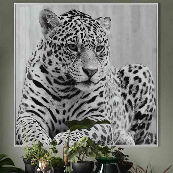 Photo of Cursa cheetah black and white picture glass wall art