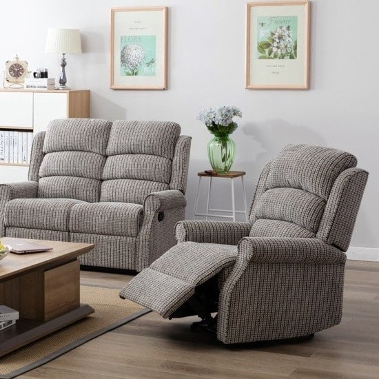Read more about Curtis fabric recliner sofa chair in latte
