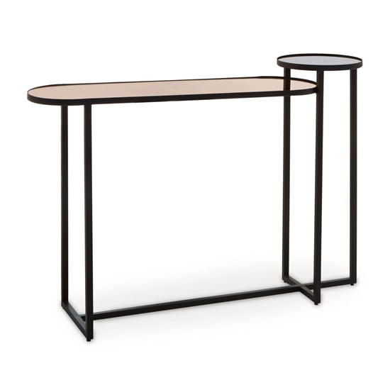 Photo of Cusco smoked mirror glass console table with black metal frame