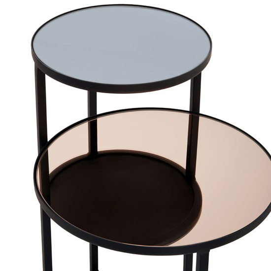 Cusco Smoked Mirror Glass Side Table With Black Metal Frame Furniture In Fashion 6679