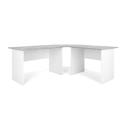 Cushing Round Corner Computer Desk In Concrete And White