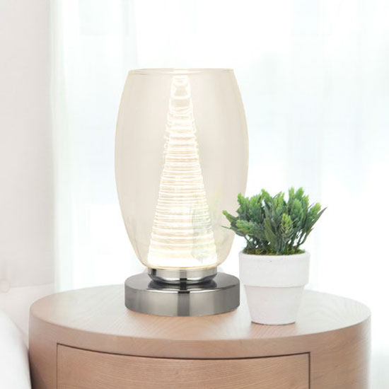 Product photograph of Cyclone Table Lamp In Chrome With Clear Glass from Furniture in Fashion