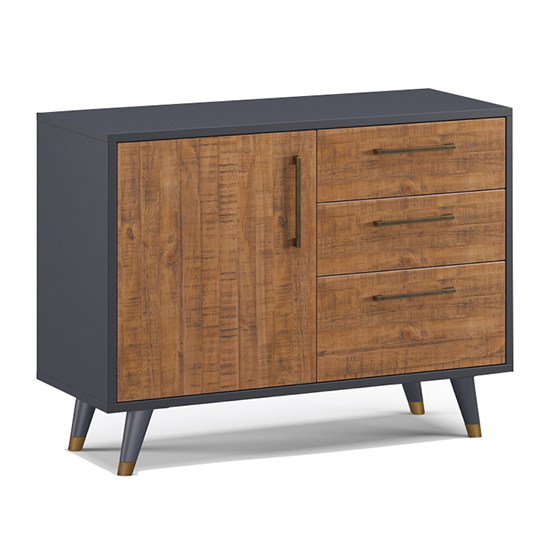 Read more about Cypre wooden sideboard 1 door 3 drawers in pine and cobalt grey
