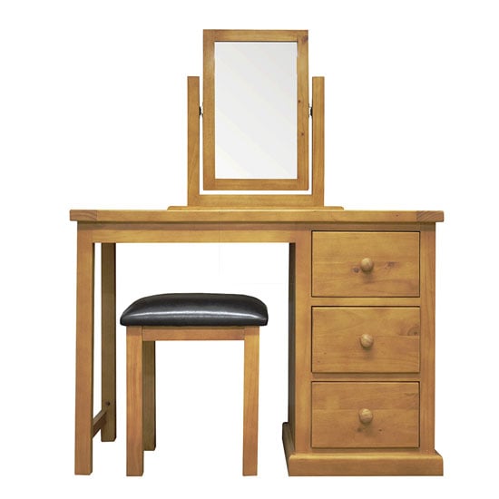 Read more about Cyprian wooden 3pc dressing table set in chunky pine