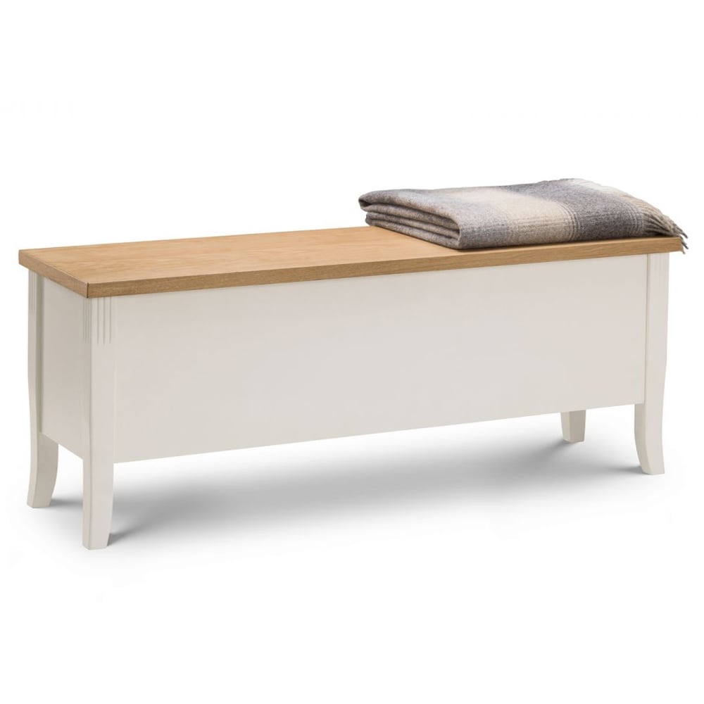 Product photograph of Dagan Wooden Storage Seating Bench In Ivory And Oak from Furniture in Fashion