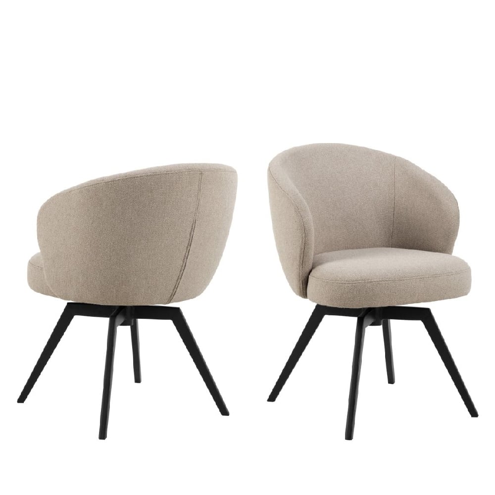 Read more about Dallas beige fabric dining chairs with black legs in pair