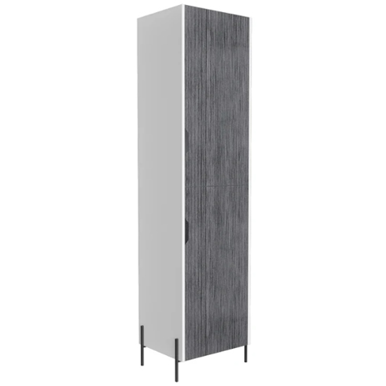 Product photograph of Dunster Tall Wooden Storage Cabinet In White And Carbon Grey from Furniture in Fashion