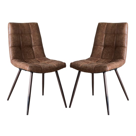 Product photograph of Danbury Brown Faux Leather Dining Chairs In Pair from Furniture in Fashion