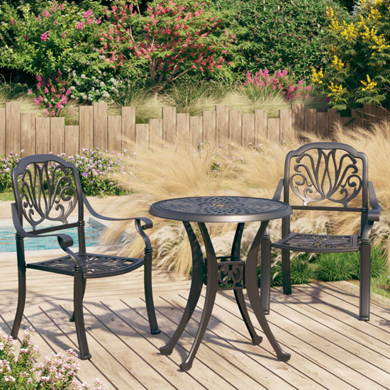 Product photograph of Dania Cast Aluminium 3 Piece Bistro Set In Black from Furniture in Fashion