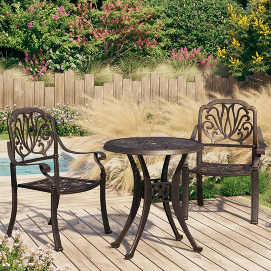 Product photograph of Dania Cast Aluminium 3 Piece Bistro Set In Bronze from Furniture in Fashion