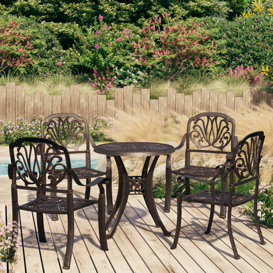 Product photograph of Dania Cast Aluminium 5 Piece Bistro Set In Bronze from Furniture in Fashion