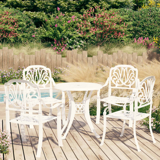 Product photograph of Dania Cast Aluminium 5 Piece Bistro Set In White from Furniture in Fashion