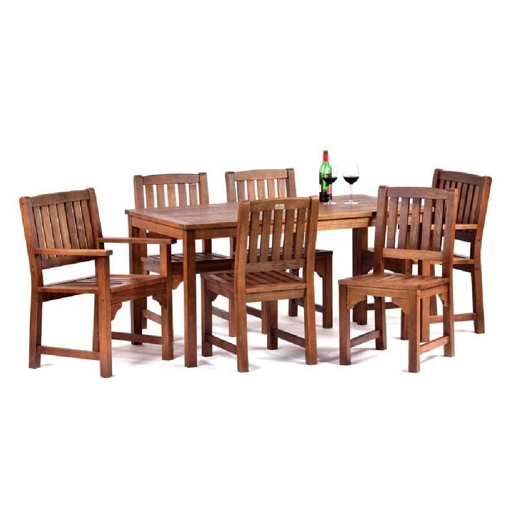 danil wooden dining table with 6 chairs in teak