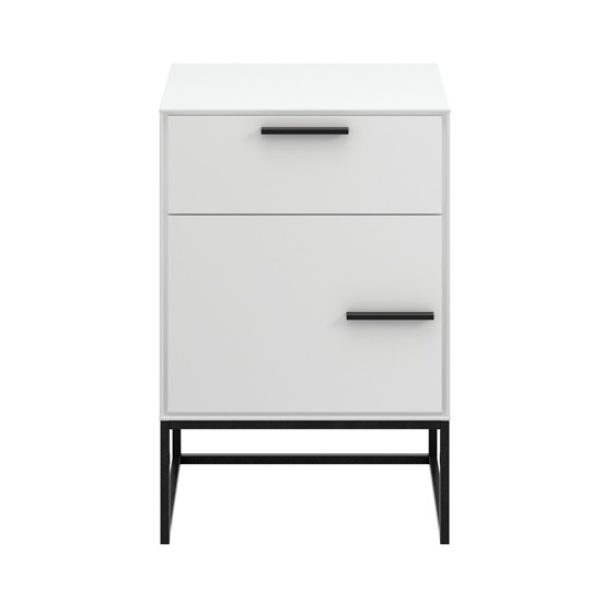 Dano Bedside Cabinet In White With 1 Door And Metal Frame | FiF