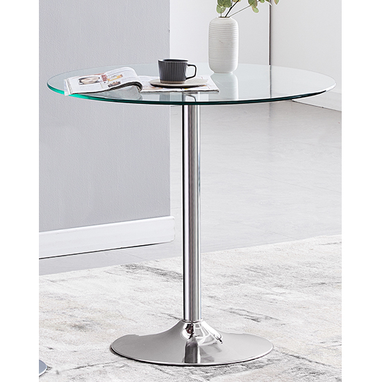 Read more about Dante round clear glass dining table with chrome base