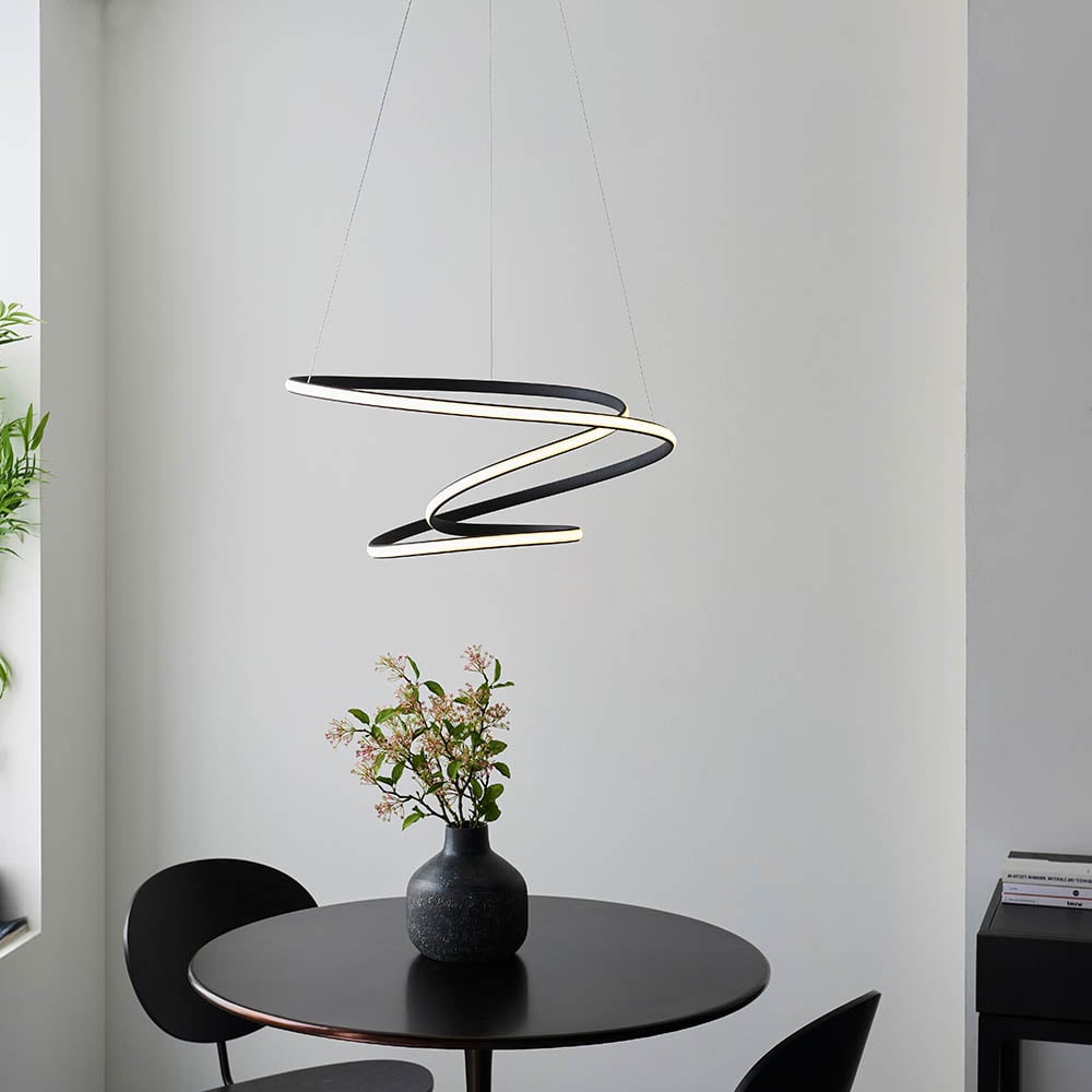 Read more about Danville led textured black ceiling pendant light in white