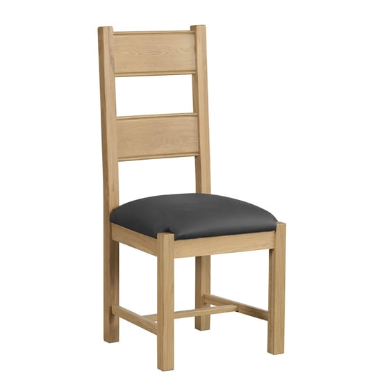 danville wooden dining chair in oak with grey seat