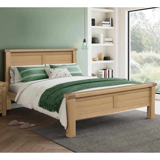 Product photograph of Danville Wooden King Size Bed In Oak from Furniture in Fashion