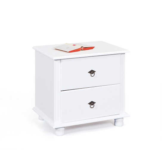 Read more about Danzig wooden bedside cabinet in white with 2 drawers