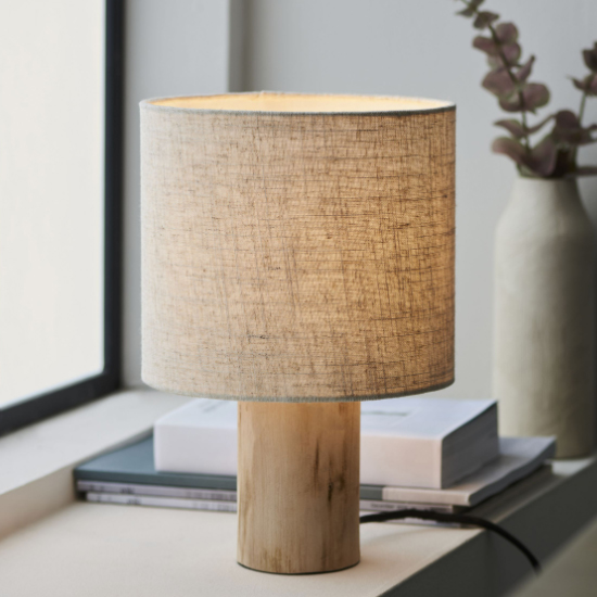 Product photograph of Darbun Fabric Shade Table Lamp With Wooden Base from Furniture in Fashion