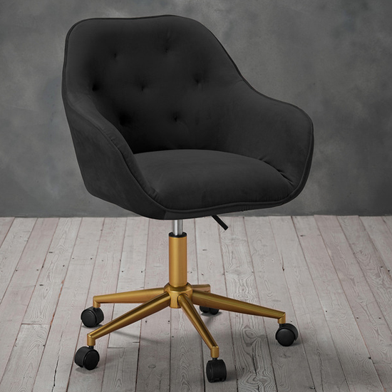 Product photograph of Darian Velvet Home And Office Chair In Black from Furniture in Fashion